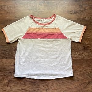 Short Sleeve Cream and Pink Top